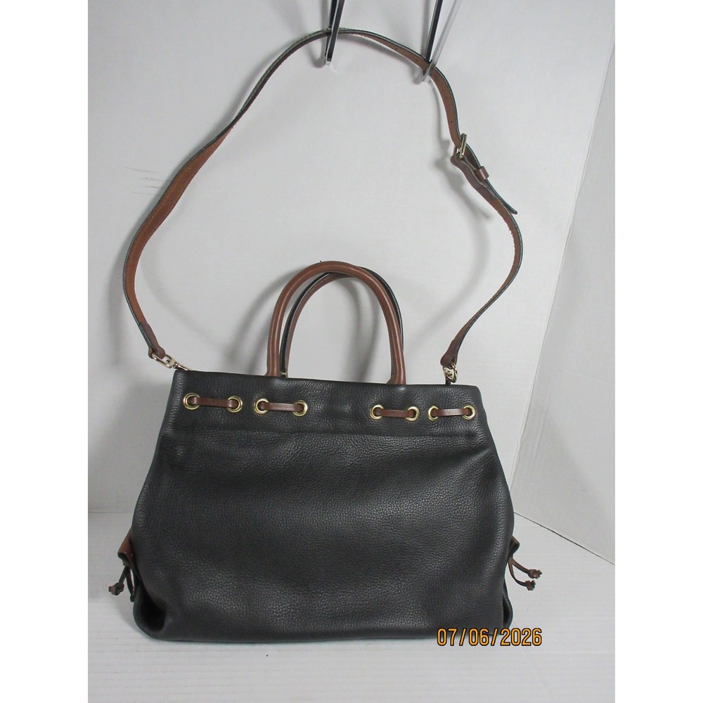 Dooney & Bourke Pebble Grain Leather Tote Bag Black Tan Tassel Satchel Crossbody - Picture 3 of 9